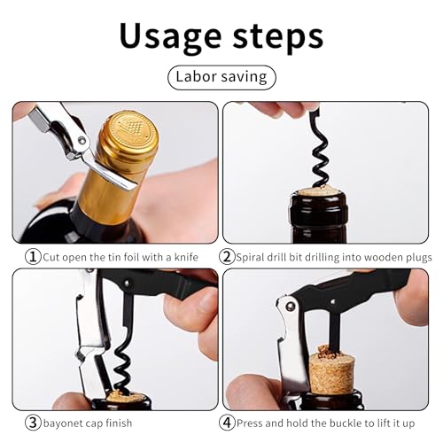 5PCS Wine Opener Set - Waiter's Friend, Waiter's Corkscrew, Foil Cutter, Bottle Opener - Image 6