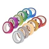 YOSADIER 12ロール 彩虹色和紙テープ 色 グリッター装飾 粘着付き クラフト用 フォトアルバムやラッピングに