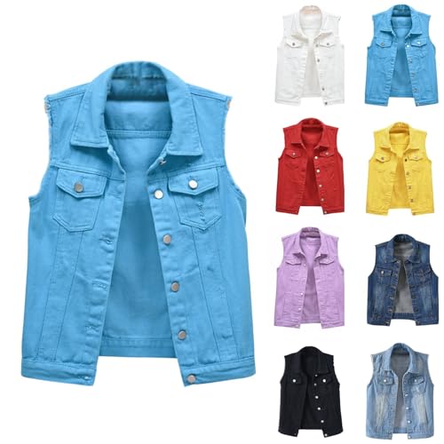 Jean Vest Top for Women 2025 Trendy Plus Size Sleeveless Denim Jacket Comfy Fit Frayed Sleeveless Jacket