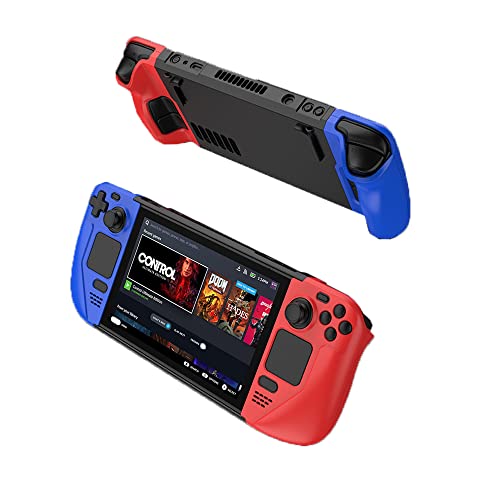 Protective Case for Steam Deck, PC Cover, Anti-scratch, Anti-slip, Anti-drop, Cover Protector, Game Console Accessories (Red and blue)