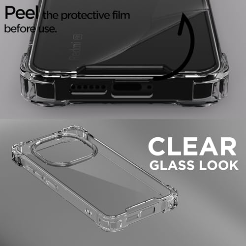Image of Amazon Basics Back Cover for Redmi Note 15 Pro 5G PC + TPU Clear Transparent Raised Edges Shockproof Protective Phone Bumper Case (Transparent)