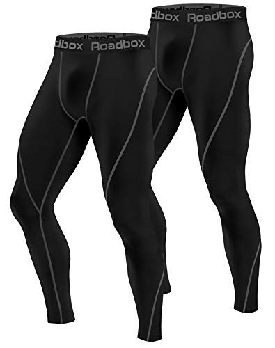 Roadbox Kompressionshose Laufhose Herren Lang für Sport,Trainings,Fitness,Radfahren,Yoga,Wandern,Basketball(Schwarz,XXL)
