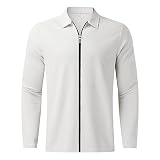 Chemise Homme Manches Longues Grande Taille   Chemise Homme Col Cassé Chemisette Couleur Unie Hauts avec Zippé Tops Fashion Chemisettes Slim Fit Hauts Polyester Chemisier Tendance Golf Tops
