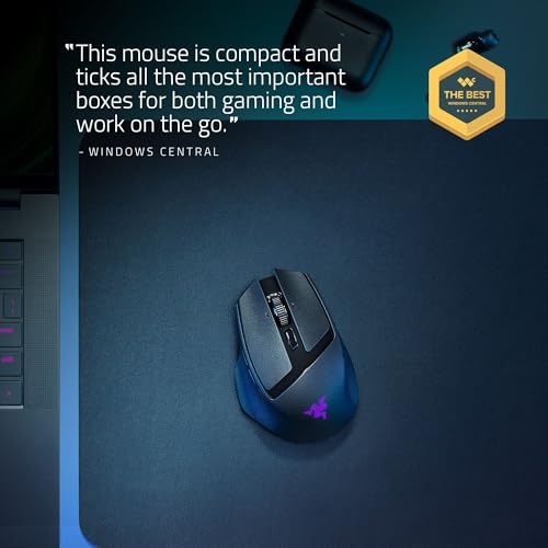 Image of Razer Basilisk Mobile Portable Ergonomic Wireless Gaming Mouse: 10 Programmable Controls HyperScroll - Optical Switches Gen-3 - Long Battery Life - AI Prompt - 2.4 GHz, Bluetooth, USB C