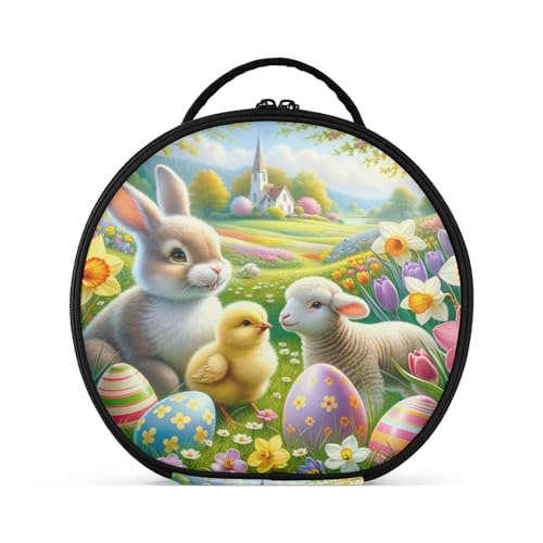 Takiito Bunny Chick Lamb Travel Makeup Case Portable Makeup Box Artist Cosmetic Case Organizer With Adjustable Dividers