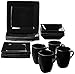 10 Strawberry Street Square 16 Piece Dinnerware Set, Black