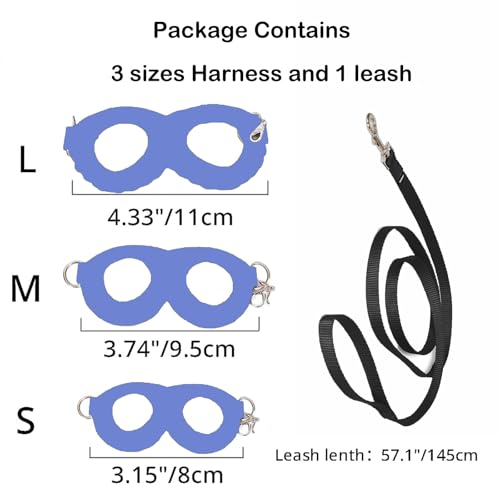 3 Pack Sugar Glider Harness and Leash Set Small Animal Training Walking Vest for Squirrel Hamster Rat Blue - Image 3