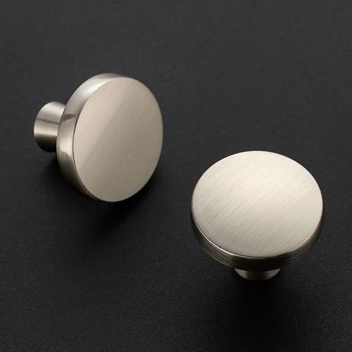 Image of Ravinte 20 Pack Solid Single Hole Kitchen Round Cabinet Knobs Brushed Nickel Pulls Drawer Knobs Kitchen Cabinet Hardware Handles