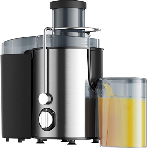 Juicer Wide Mouth Juice Extractor, Juicer Machines BPA Free Compact Fruits & Vegetables Juicer, Dual Speed Centrifugal Juicer with Anti-drip Function, Stainless Steel Juicers Easy to Clean (Silver)