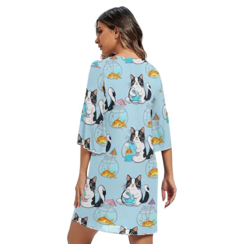 Robe d'été col en V manches 3/4 fluide contre la chaleur - 2
