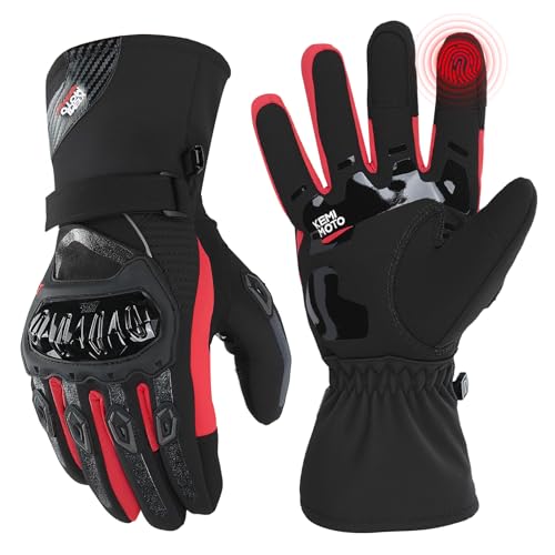 KEMIMOTO Guantes Moto Invierno, Impermeable de Manera Eficiente Guantes Moto Hombre Homologados Protección Multicapa Conserva Calor Pantalla Táctil, Deportes al Aire Libre Esquí Motociclismo