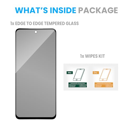 Image of ArmourPro Privacy Tempered Glass for Motorola G67 Power / G57 Power - Anti-Spy Anti Peeping Screen Protector, 9H Hardness, Edge-to-Edge Coverage, Ultra Thin, Bubble-Free Installation Kit | Black
