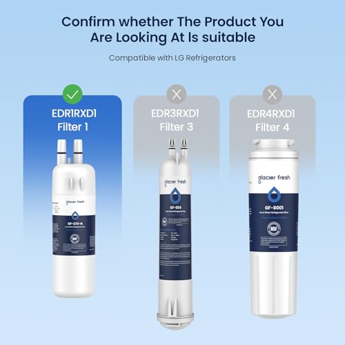 Image of GLACIER FRESH Refrigerator Water Filter Compatible with W10295370A, EDR1RXD1, WHR1RXD1, KAD1RXD1, Filter 1, W10295370, P4RFWB, P8RFWB2L, 46-9930, 46-9081 Refrigerator Water Filter 4 Pack