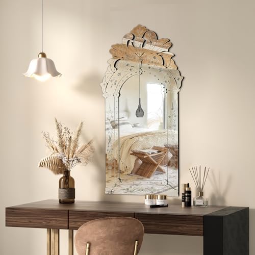 KOHROS Wall Mounted Squared Mirror, Venetian Mirror Decor for The Living Room, Bathroom, Bedroom (W 20" X H 39.5" Square)