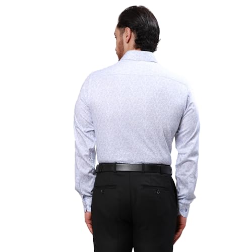 Image of Raymond Men's Slim Fit Structure Pattern Pure Cotton Semi Cutaway Collar Full Sleeve Formal Shirt