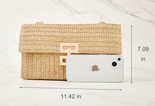 Image of BRYCTSISEN Women Straw Beach Clutch Purse Handbag Summer Elegant Vacation Style Shoulder Bag Crossbody Bag