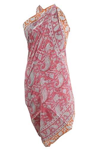 Rajbhoomi Cotton Indian Hand Block Print Sarong Coverups for Women Sarong Wrap Cover-Up