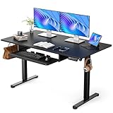 ErGear Electric Standing Desk with Keyboard Tray, 55x28 Inches Adjustable Height Sit Stand Up Desk, Home Office Desk Computer Workstation, Black