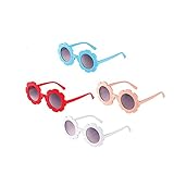 gofidin 4Pcs Vintage Kids Sunglasses,Round Flower Child Sun Glasses,Colorful Sport Sunglasses for Gi