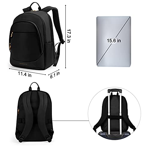 Light Flight Travel Laptop Backpack Women, 15.6 Inch Anti Theft Laptop Backpack With Usb Charging Hole, Water Resistant College School Bookbag, Large Capacity Black Computer Backpacks For Work, Black #TOP5