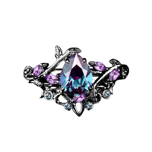 S925/10K/14K/18K Solid Gold Pear/Oval/Long Hexagon/Kite Shape Alexandrite Engagement Ring Set Leaf Art Deco Unique Vine Gemstone Wedding Anniversary Gothic Black Gold Bridal Ring Set