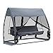 Outsunny Dondolo Letto da Giardino con Zanzariera Grigio, Dondolo Ribaltabile 3 Posti per Esterno e Balcone 240x140x197cm