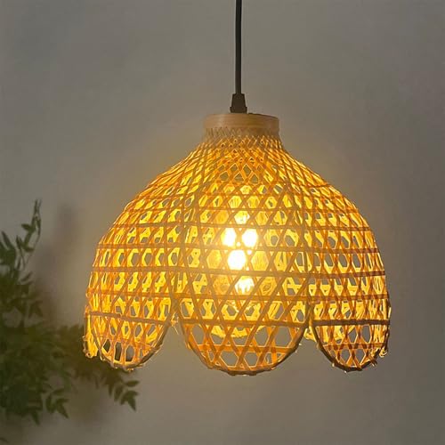 Lámpara colgante de mimbre natural para decoración del hogar 4