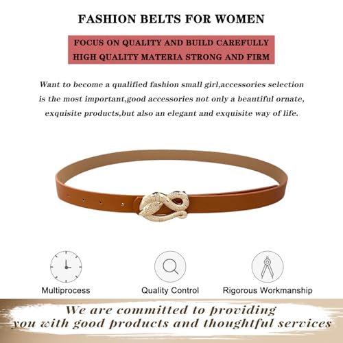 Fashion Leather Belts for Women with Snake Buckle Belt Designer Classic Belts for Jeans Pants Dresses (Brown, Fits waist size for 32"-36")4