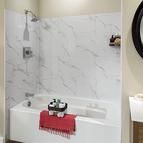 Palisade 25.6 In. X 14.8 In. Tile Shower And Tub Surround Kit In Carrara Marble #TOP1