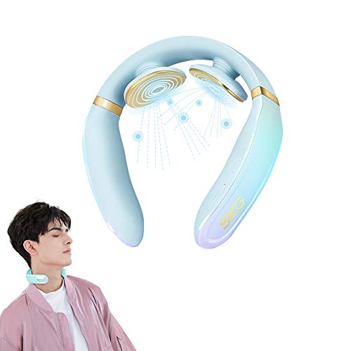 Neck Massager for Pain Relief, SKG wirless Massager for Neck, 4 Modes 15 Levels Trigger Point Massager, Relaxation Gifts for Women, Outdoor and Home Officeï¼ˆSKG K6 Blue)