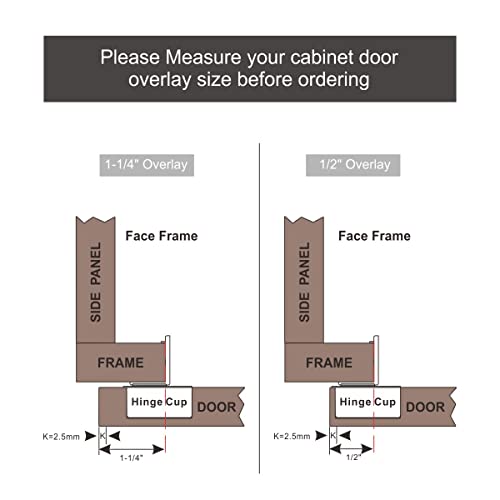 Owodi 20 Pack Soft Close Cabinet Hinges 1-1/4 Inch Overlay Kitchen Cabinet Hinges 105 Degree 3-Way Adjustment Self Closing Cabinet Door Hinges Concealed For Face Frame Cabinets With Screws #TOP5