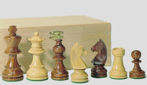 Preisvergleich Produktbild Schachfiguren aus Teak+Buchsbaum Königshöhe 76mm