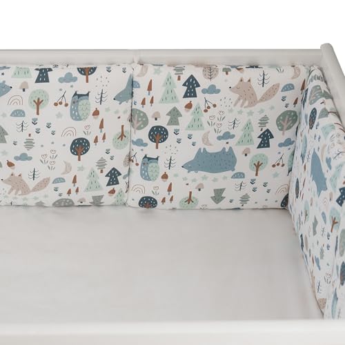 FWY Barrera para cama de bebé, desmontable, lavable a máquina, juego de 6 piezas, fácil de instalar (oso polar azul)