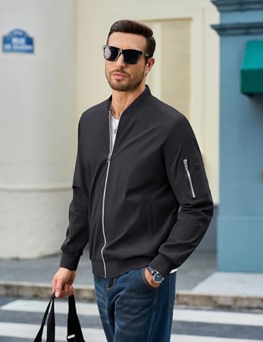 CRYSULLY Men's Bomber Jacket Lightweight Spring Fall Casual Windbreaker Full Zip Outwear Coat4
