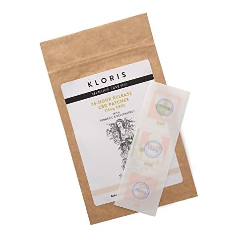 KLORIS 24-Hour CBD Patches with Turmeric & Resveratrol - for Aching Muscles and Joints, Transparent Cover