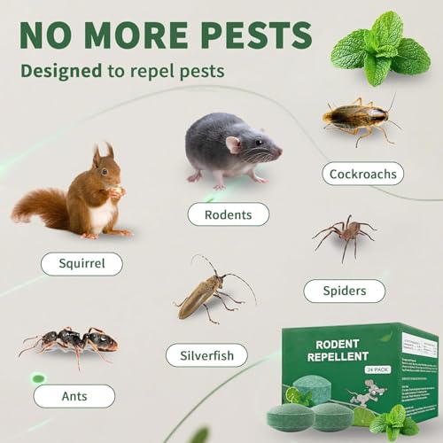 Image of Rat Repellent Rodent, Mouse, Rats, Spider, Squirrel, Pest Control Indoor & Outdoor, Natural Mouse Deterrent Replace Traps Car Home Pack of 1 (10 Tablet) Repel Mice and Rats Protect Wires in Car, No Kill Only Repels Home Garden Patio Garage Rat Controller Pills to Keep Rodents Out of Car (10-boll)