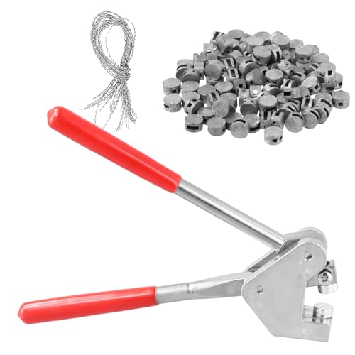 Pagezol Lead Seal Plier, Electric Meter Seals and Crimp Tool, 1 Sealing Pliers, 100 Seals 8mm, 100 Seal Wires 150mm