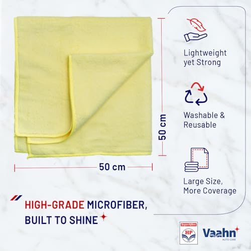Image of Vaahn HP Microfiber Cloth | Ultra Absorbent, Lint-Free Car Cleaning & Drying Towel | High-Density, Reusable & Eco-Friendly (50x50 - Pack of 1)