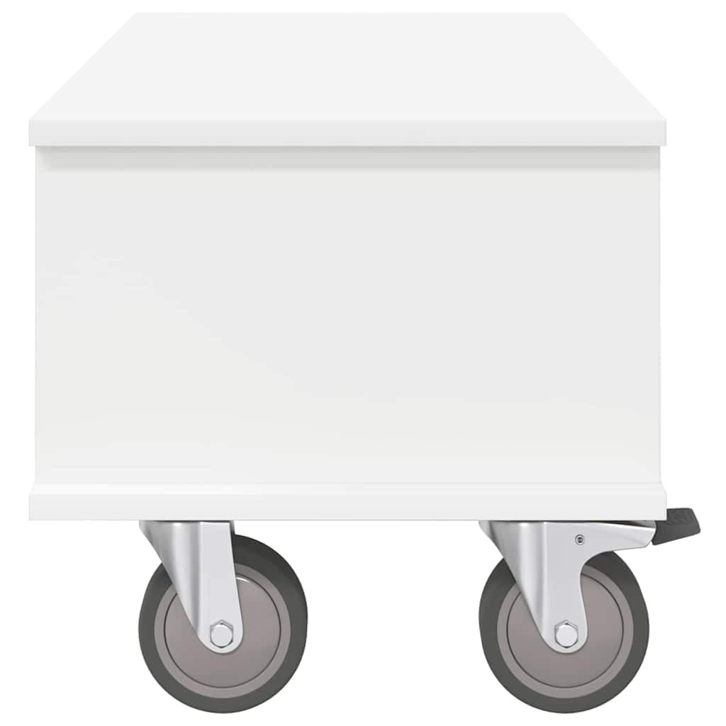 Mobile TV bianco in legno 68,5 x 35 x 35 cm con spazio e gestione dei cavi, mobile basso moderno per soggiorno, home theater, gaming e stoccaggio