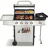 Cookit 4-Burner Gas Grill with Side Burner, 49,000 BTU...