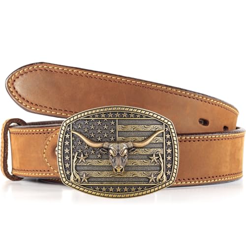 Image of Cowboy Belt Buckle for Men Western Cowgirl Rodeo Longhorn Bull Belt Buckles