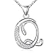 Price comparison product image AEONSLOVE Initial Necklace Sterling Silver Letter Necklace Letter Q Alphabet Personalized Pendant Jewellery with Cubic Zirconia Gifts for Women Girls