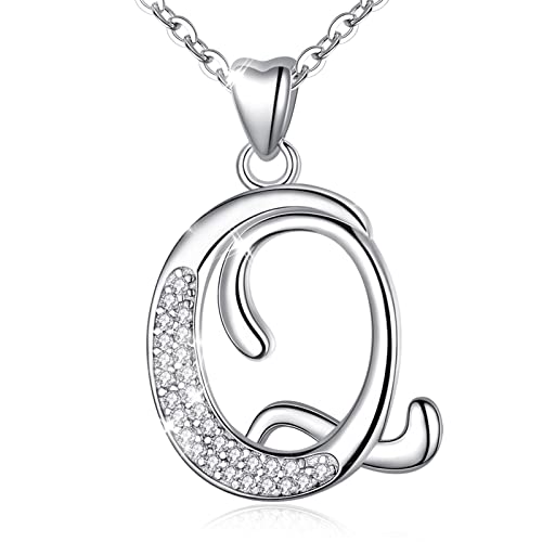 Collier initiale en argent 925 avec pendentif lettre alphabet en oxyde de zirconium pour femme
