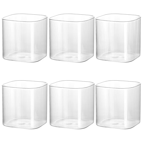 Square Glass Vase 4 x 4 x 4 Clear Flower Vases for Centerpieces Square Glass Cube Vase Candle Holder for Wedding Party Home Office Decoration Set of 6