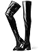 MUCCCUTE Black Thigh High Boots for Women Over the Knee Square Toe GoGo Boot Fashion Chunky Block Heel Sexy Stretch Long Boots with Zipper Size 7