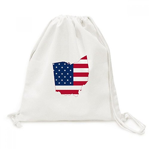 Sac à cordon en toile motif drapeau USA Ohio pour voyage léger