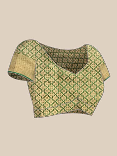 Image of Panzora Women's Banarasi Silk Woven Zari Work Saree With Unstitched Blouse Piece