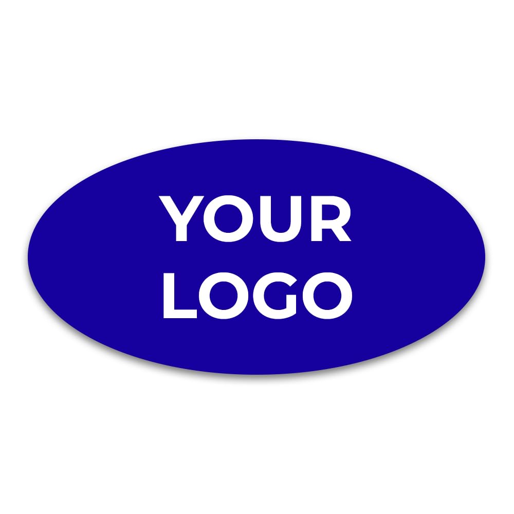 Papa Prints Custom Logo Stickers Personalised 35 X 18 Mm Business Stickers Personalised Logo Stickers Custom Stickers Oval Any Photo, Logo Colour Or Text