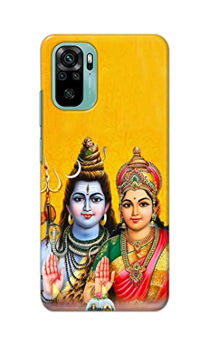 Image of PRINTFIDAA Lord Shiva Parvati Yellow Background Printed Designer Hard Back Case Cover for Xiaomi Redmi Note 10, Redmi Note 10S -(VD) MVN1008