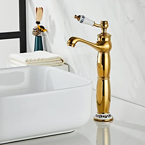 Robinet doré pour évier de salle de bain installation rapide